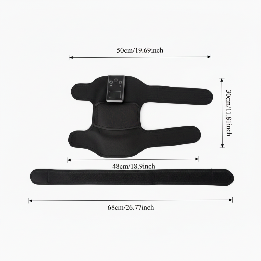 MoveMax Black Knee Brace — Top Down With Measurements