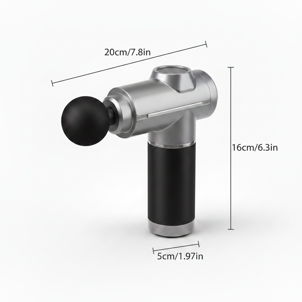 Silver Massage Gun — 3D Dimensions